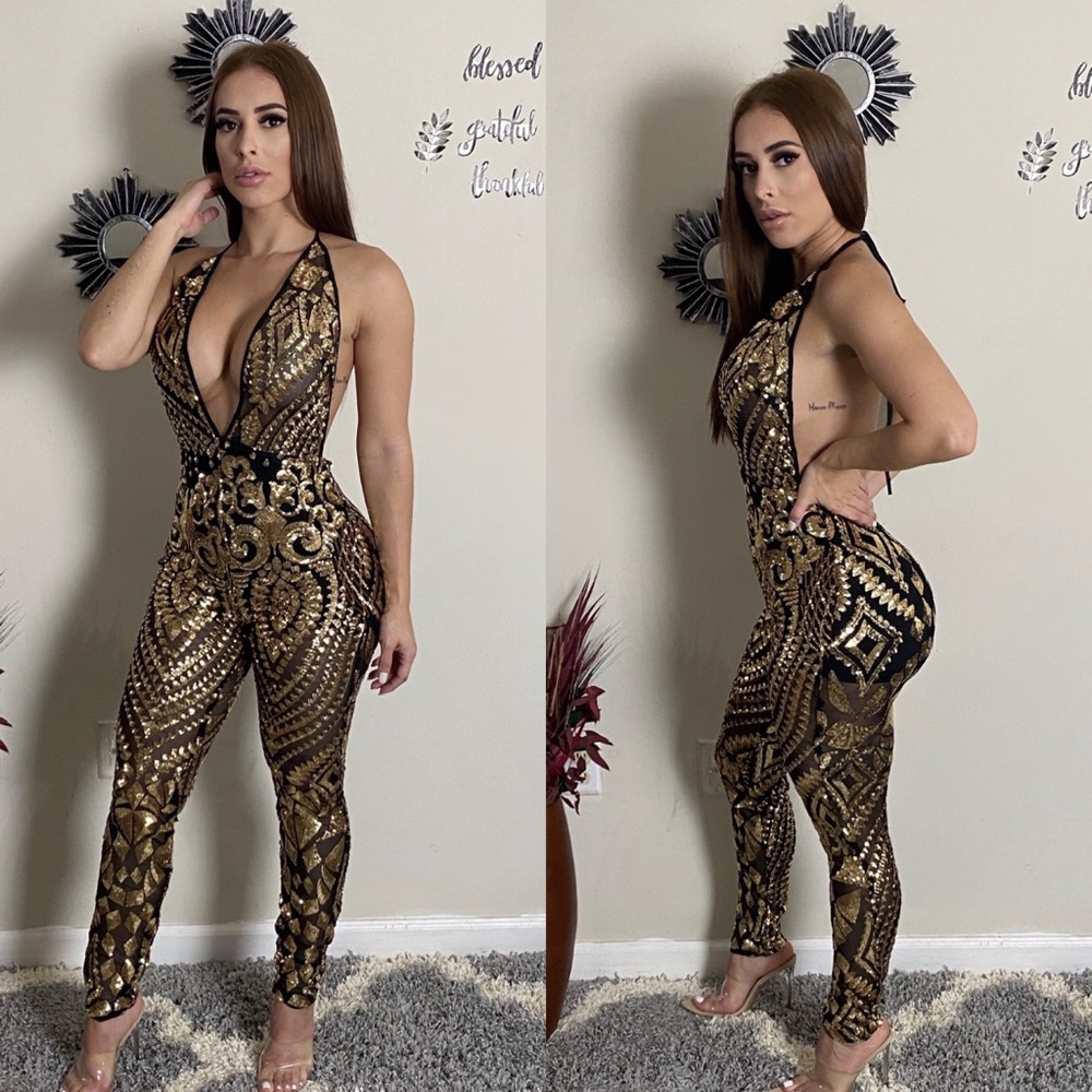 Sequin Halter Jumpsuit